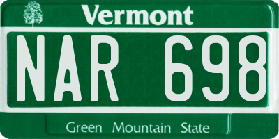 VT license plate NAR698
