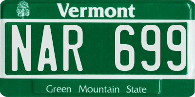 VT license plate NAR699