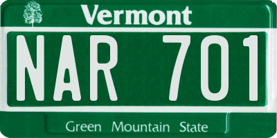 VT license plate NAR701