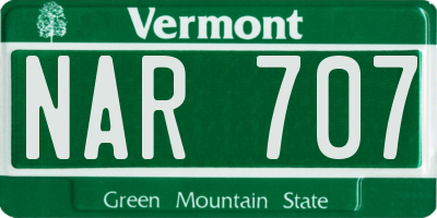 VT license plate NAR707