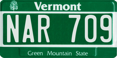 VT license plate NAR709