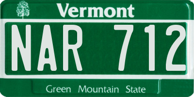 VT license plate NAR712