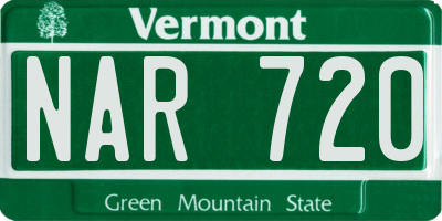 VT license plate NAR720