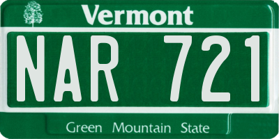 VT license plate NAR721