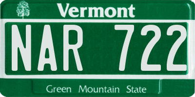 VT license plate NAR722