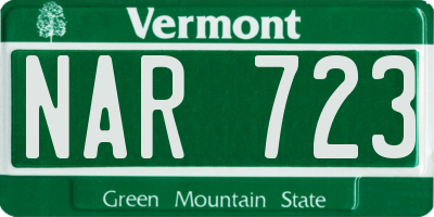 VT license plate NAR723