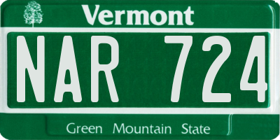 VT license plate NAR724