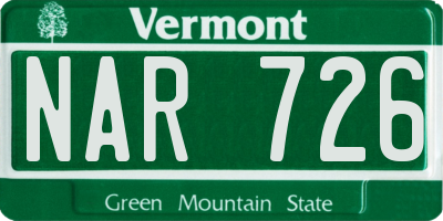 VT license plate NAR726