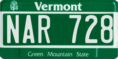 VT license plate NAR728
