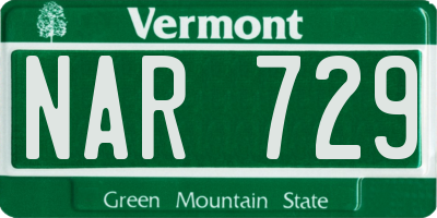 VT license plate NAR729
