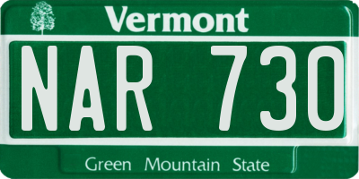 VT license plate NAR730