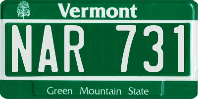 VT license plate NAR731