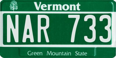 VT license plate NAR733