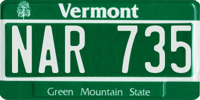 VT license plate NAR735