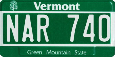 VT license plate NAR740
