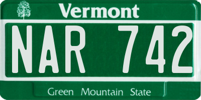 VT license plate NAR742