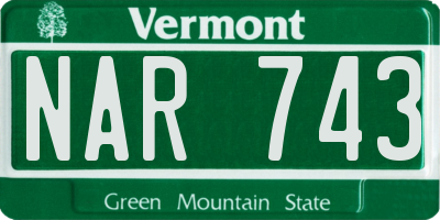 VT license plate NAR743