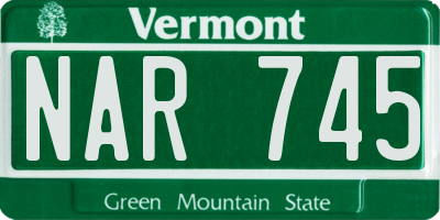 VT license plate NAR745