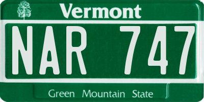 VT license plate NAR747