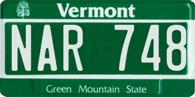 VT license plate NAR748