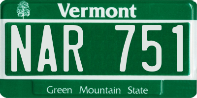 VT license plate NAR751