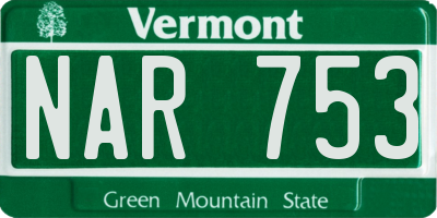 VT license plate NAR753