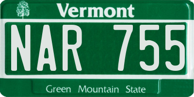 VT license plate NAR755