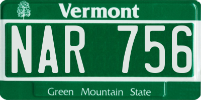 VT license plate NAR756