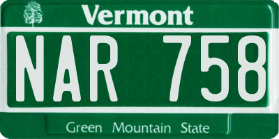 VT license plate NAR758
