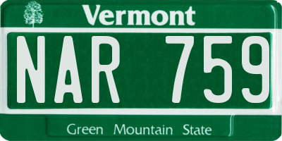 VT license plate NAR759