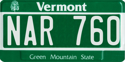 VT license plate NAR760