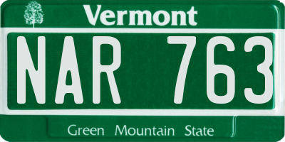 VT license plate NAR763