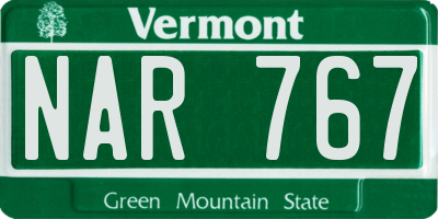 VT license plate NAR767