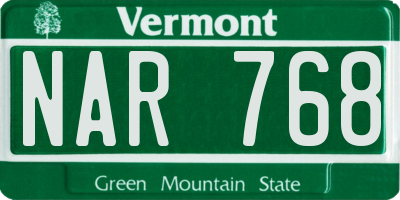 VT license plate NAR768