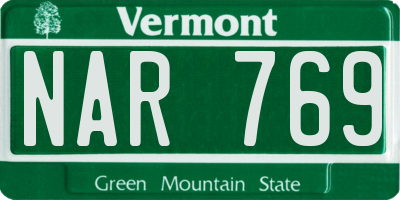 VT license plate NAR769