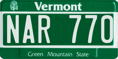 VT license plate NAR770