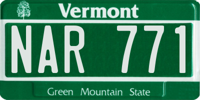 VT license plate NAR771