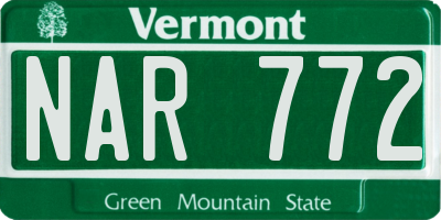 VT license plate NAR772