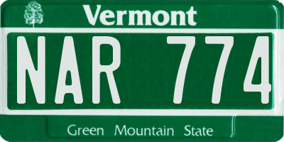 VT license plate NAR774