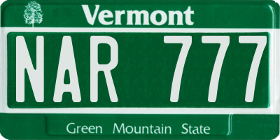 VT license plate NAR777