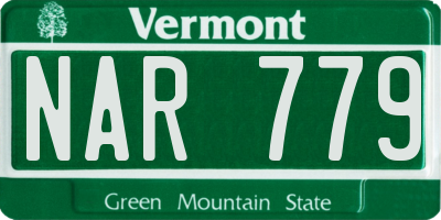 VT license plate NAR779