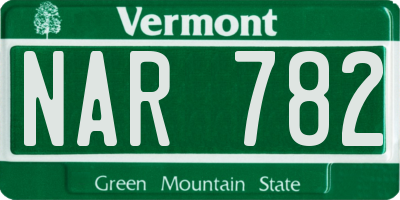 VT license plate NAR782
