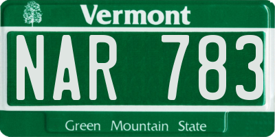 VT license plate NAR783