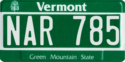 VT license plate NAR785