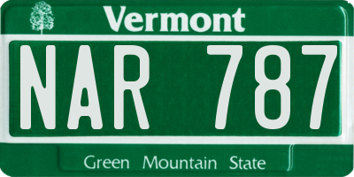 VT license plate NAR787