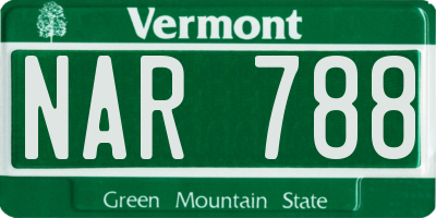 VT license plate NAR788