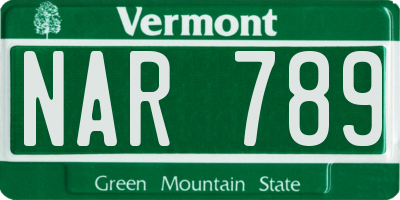 VT license plate NAR789