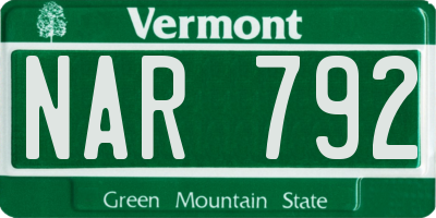 VT license plate NAR792