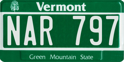 VT license plate NAR797