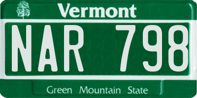 VT license plate NAR798